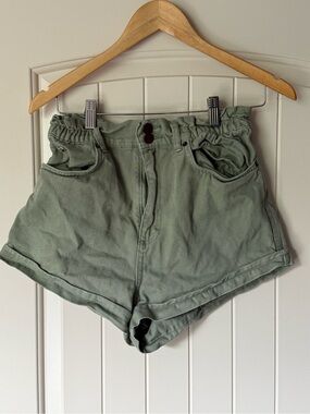 O’Neill Tasia Sage Green High Rise Denim Shorts Size M